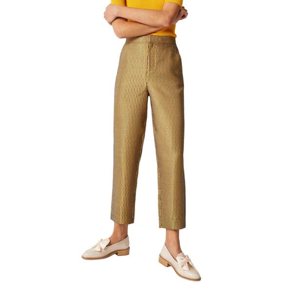 NWT Anthropologie Women's High Rise Maeve Melyssa Jacquard Cropped Dress Pants - Picture 3 of 8